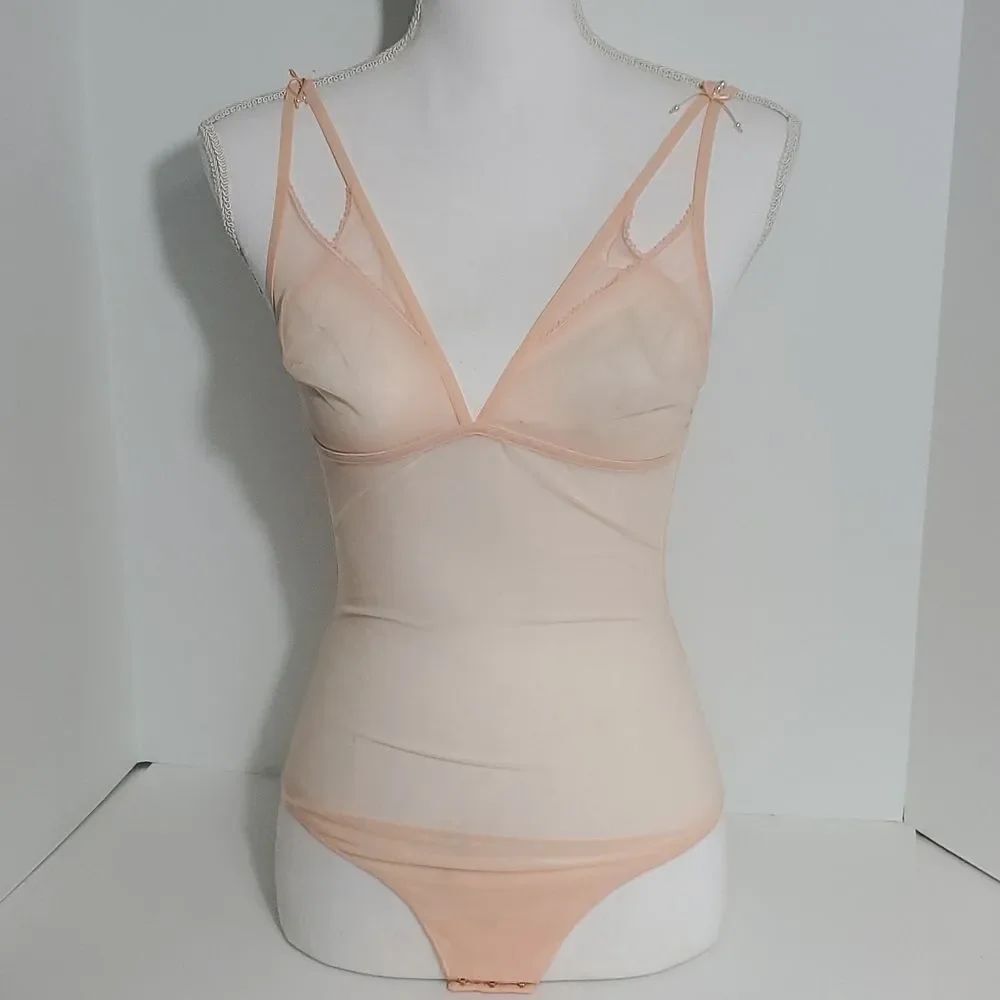 La Perla Cutout Mesh Bodysuit Peach Size 36B NWOT